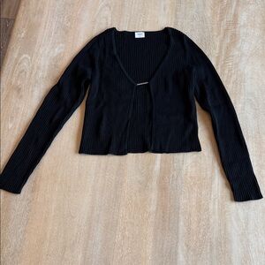 Abercrombie Black Ribbed Long Sleeve Cropped Cardigan